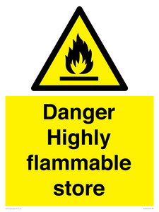 Danger Highly flammable store sign